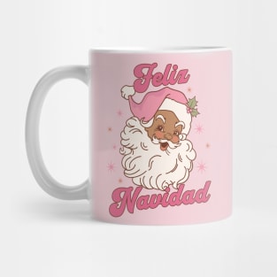 Feliz Navidad Pink Santa Spanish Christmas Mug